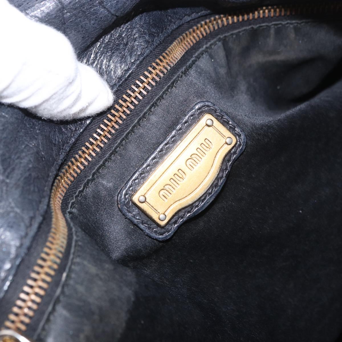 Miu Miu Hand Bag Leather Black Gold Auth 187540