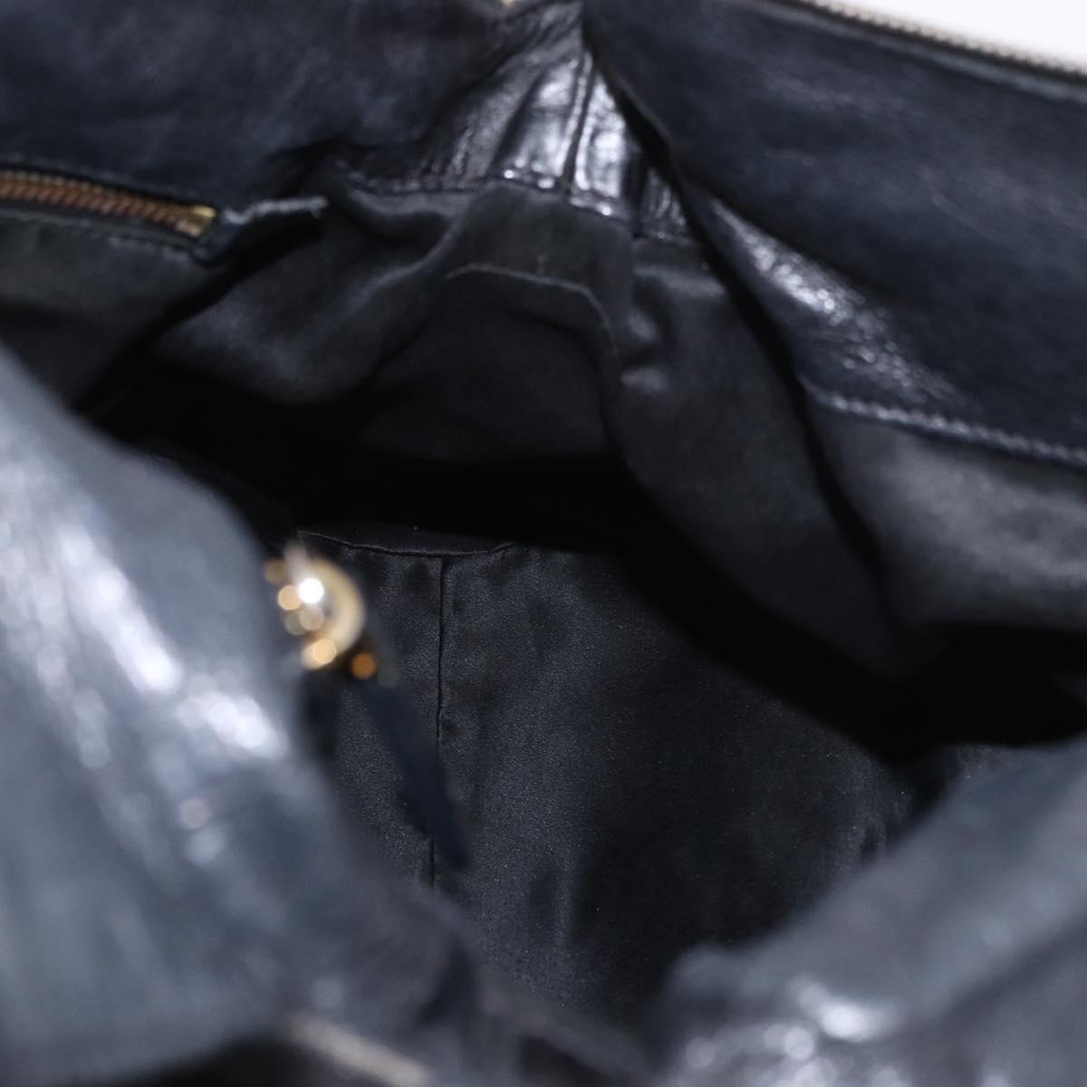Miu Miu Hand Bag Leather Black Gold Auth 187540