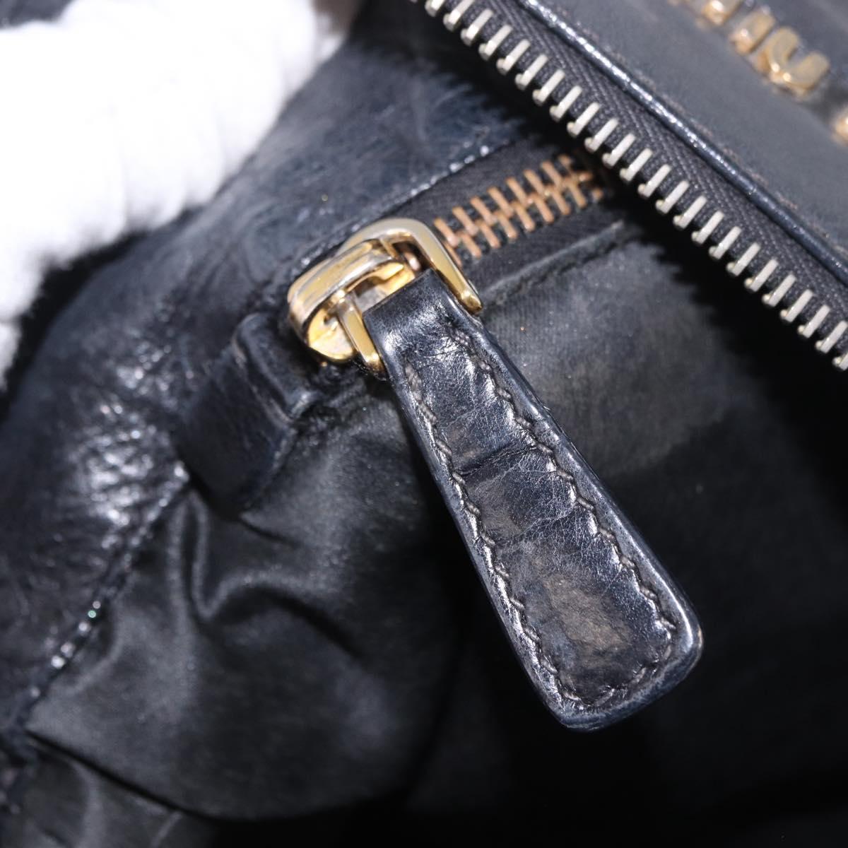 Miu Miu Hand Bag Leather Black Gold Auth 187540