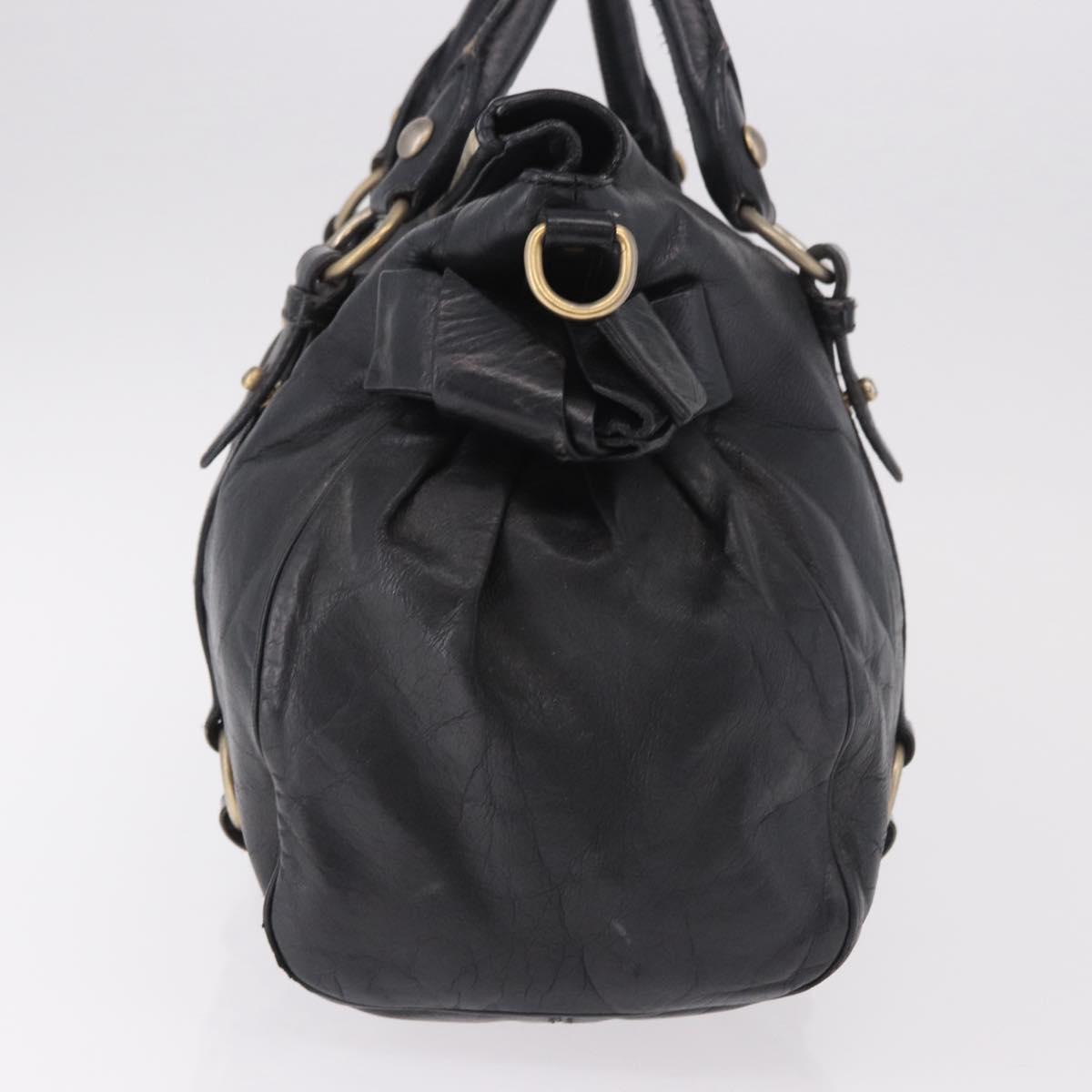 Miu Miu Hand Bag Leather Black Gold Auth 187540