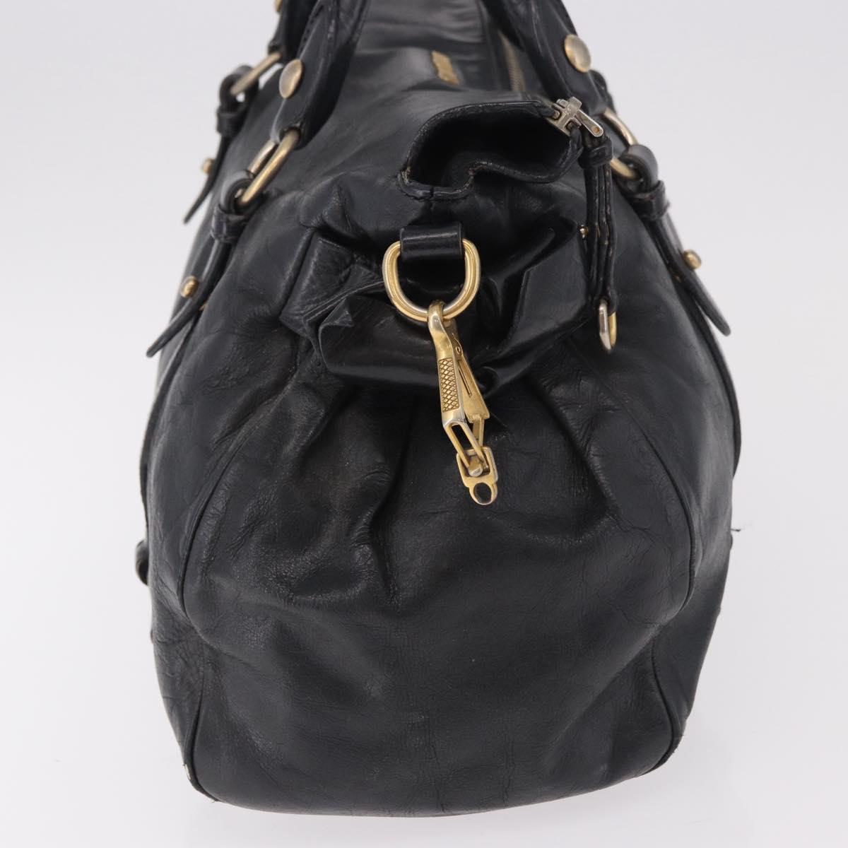 Miu Miu Hand Bag Leather Black Gold Auth 187540