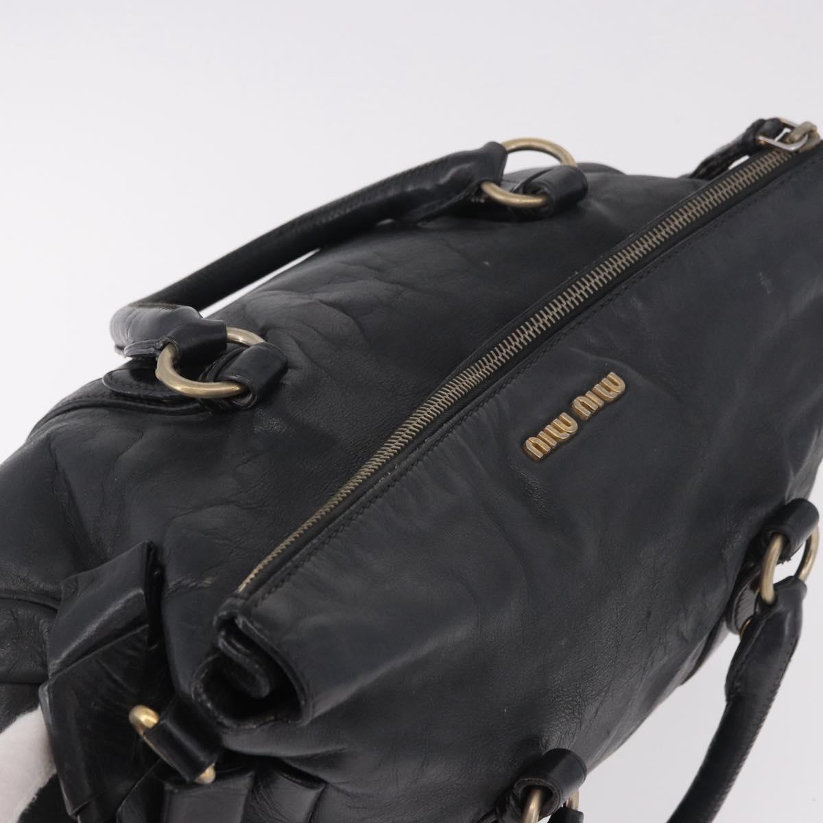 Miu Miu Hand Bag Leather Black Gold Auth 187540