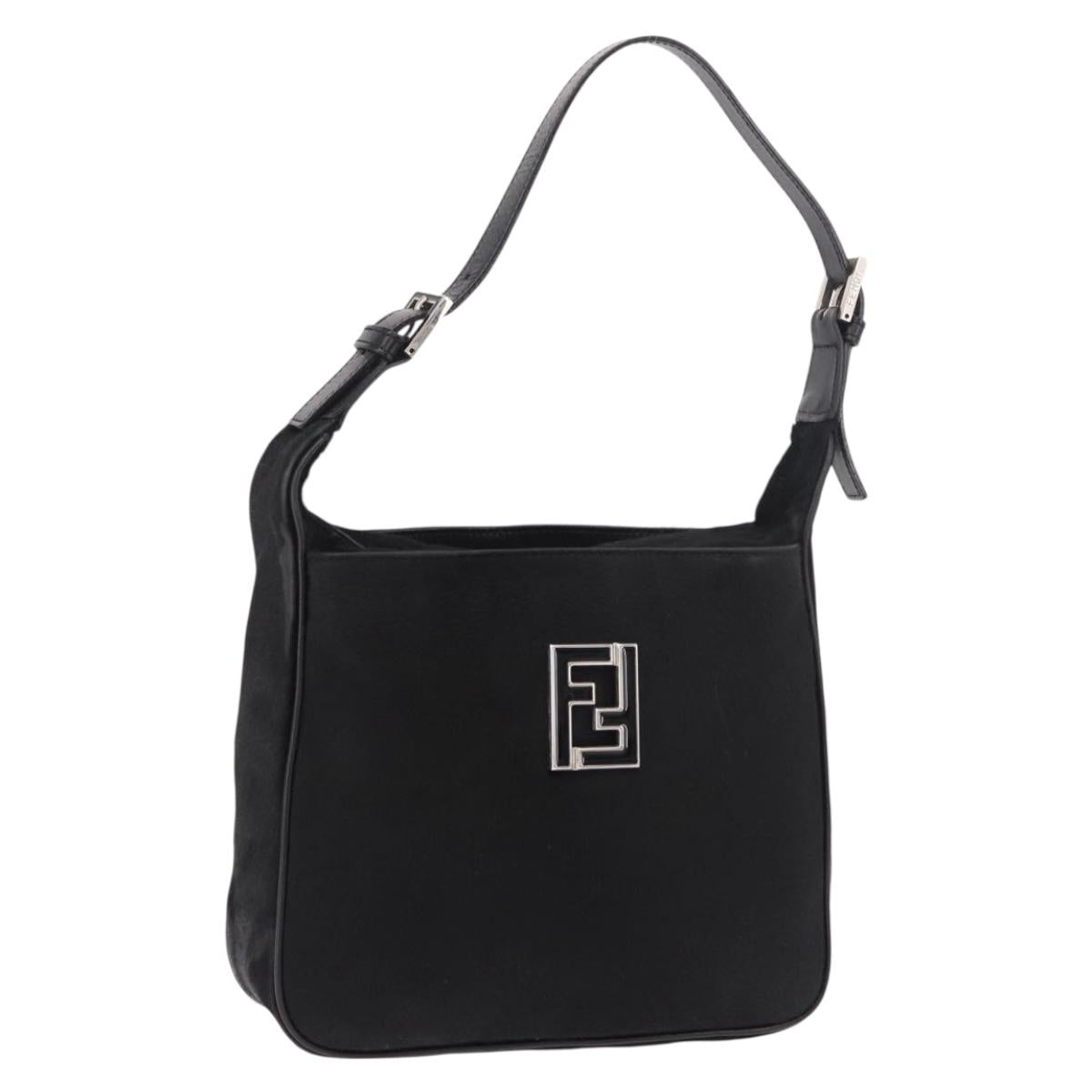 FENDI Shoulder Bag Harako leather Black Silver Auth 187543V