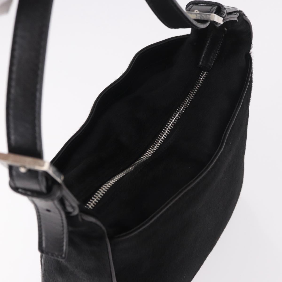 FENDI Shoulder Bag Harako leather Black Silver Auth 187543V