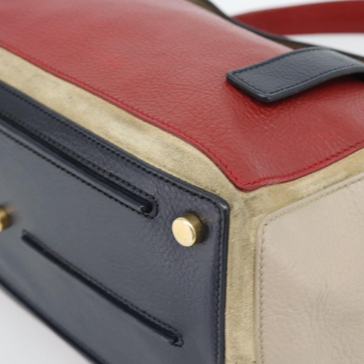 Salvatore Ferragamo Shoulder Bag Leather Beige Gold Auth 187550A