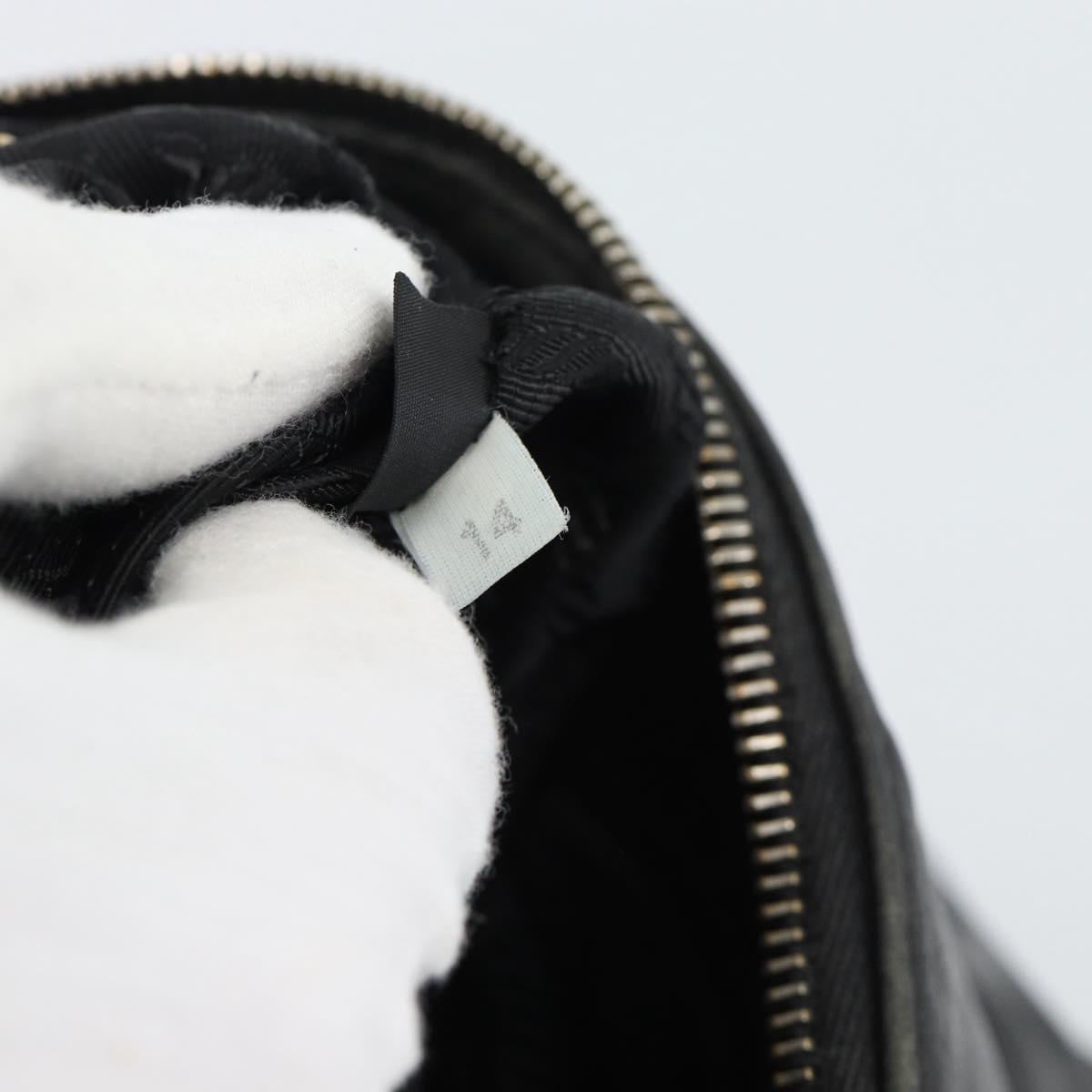 PRADA Hand Bag Leather 2way Black Gold Auth 187551