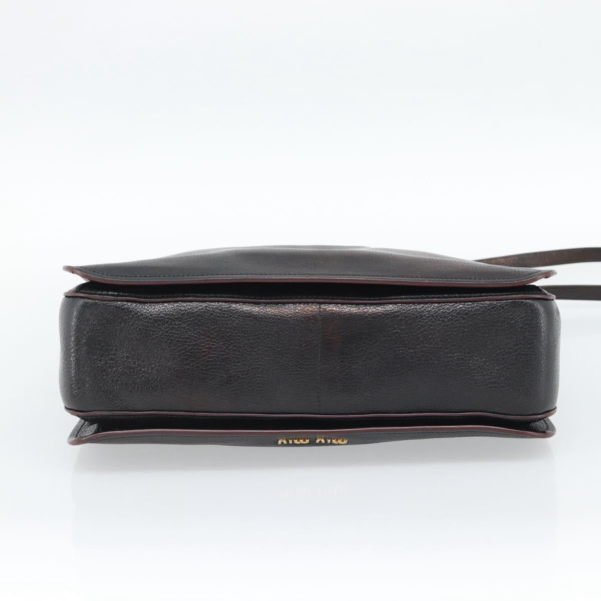 Miu Miu Madras Hand Bag Leather 2way Black Gold Auth 187556A
