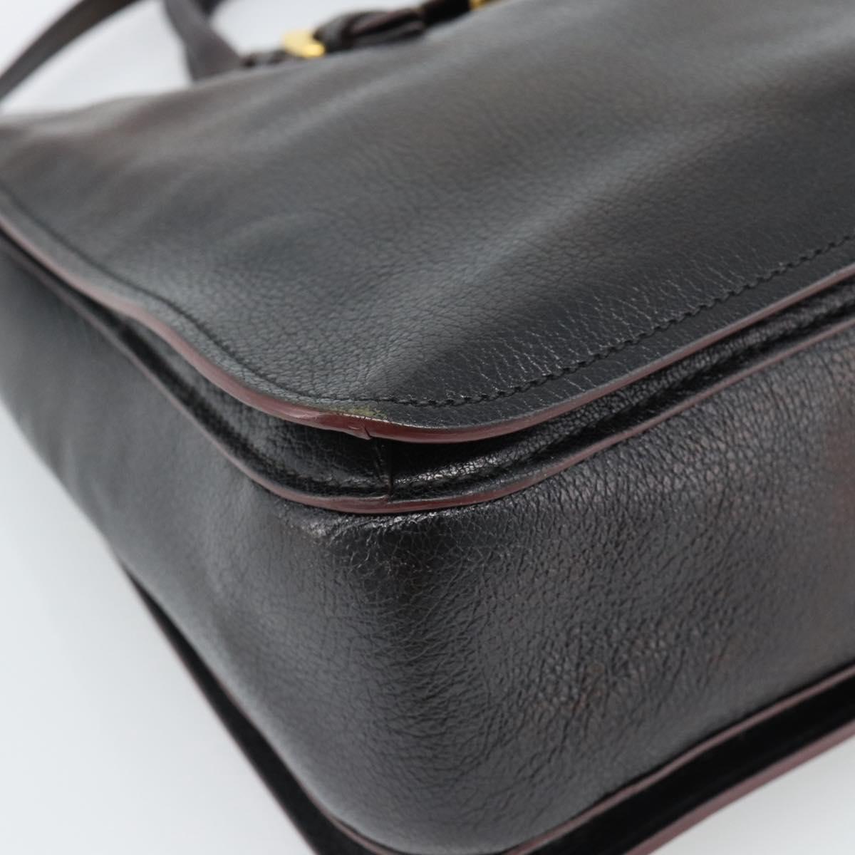 Miu Miu Madras Hand Bag Leather 2way Black Gold Auth 187556A