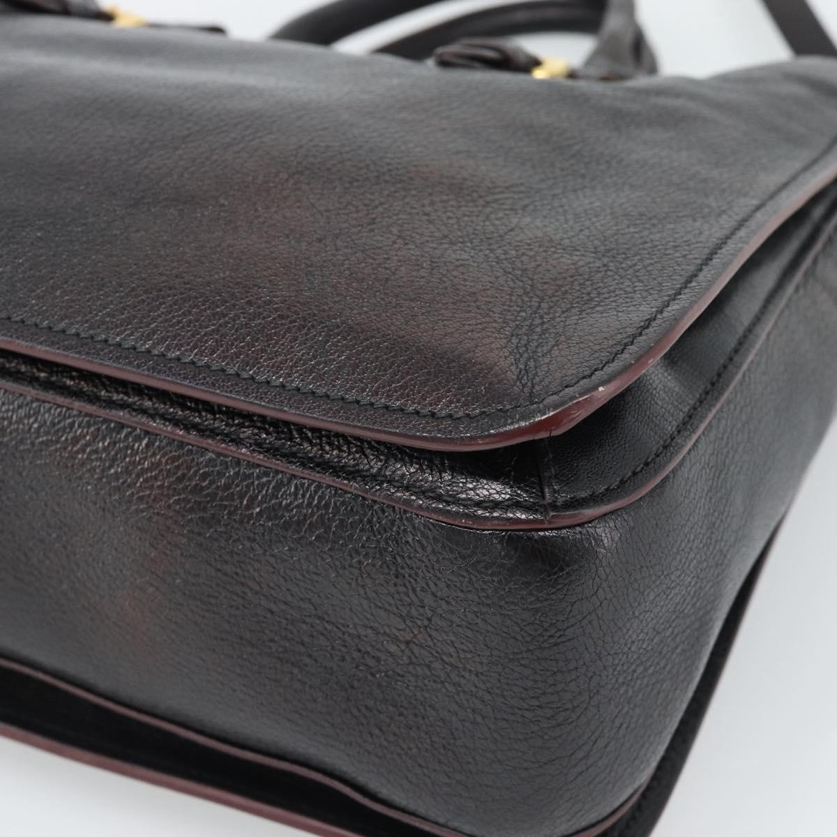 Miu Miu Madras Hand Bag Leather 2way Black Gold Auth 187556A