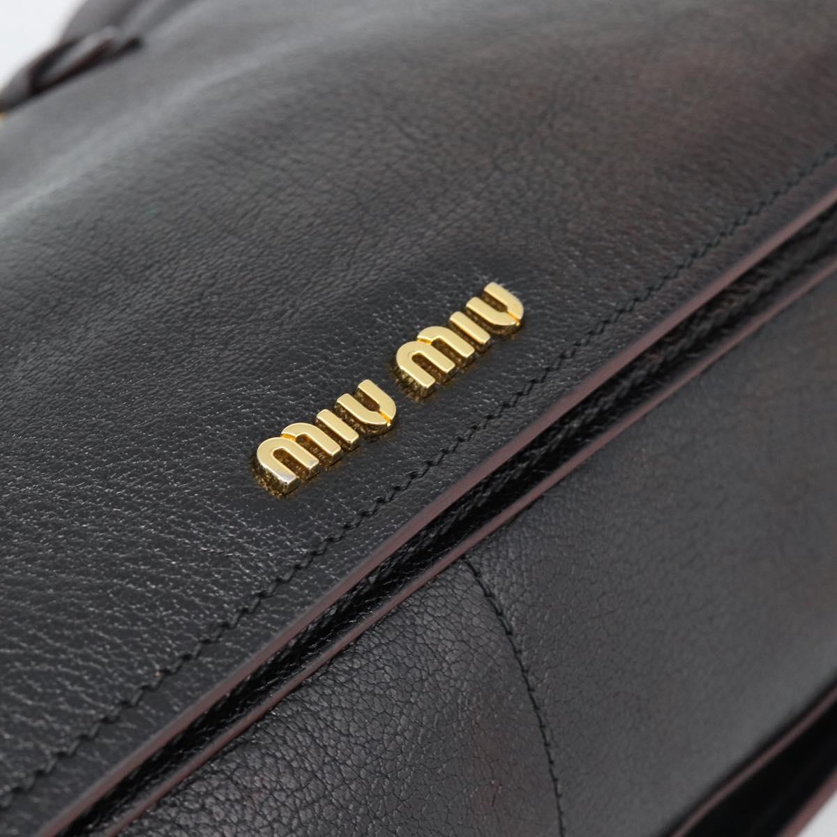 Miu Miu Madras Hand Bag Leather 2way Black Gold Auth 187556A