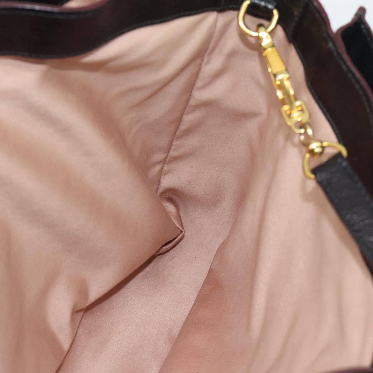 Miu Miu Madras Hand Bag Leather 2way Black Gold Auth 187556A