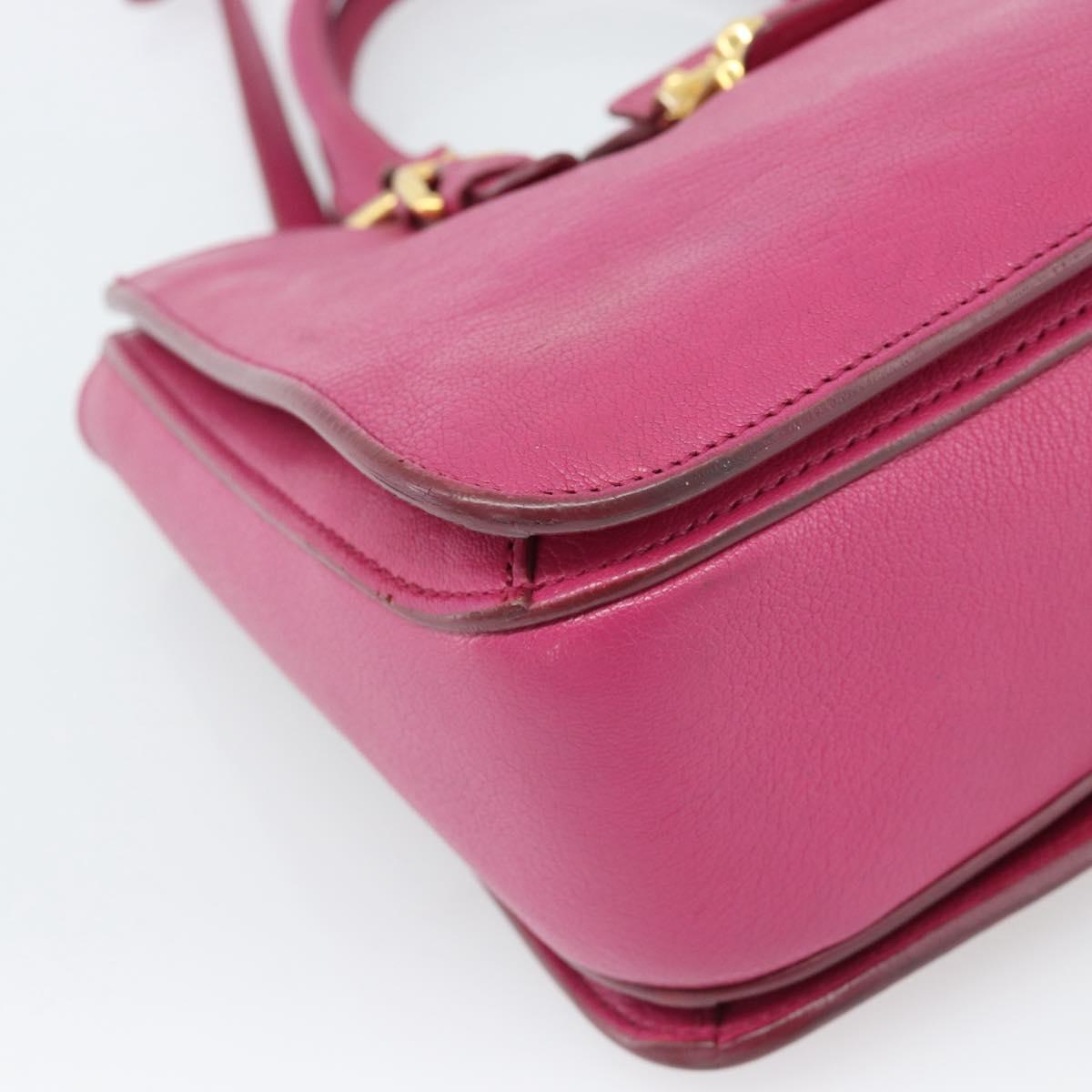 Miu Miu Madras Hand Bag Leather 2way Pink Gold Auth 187558A