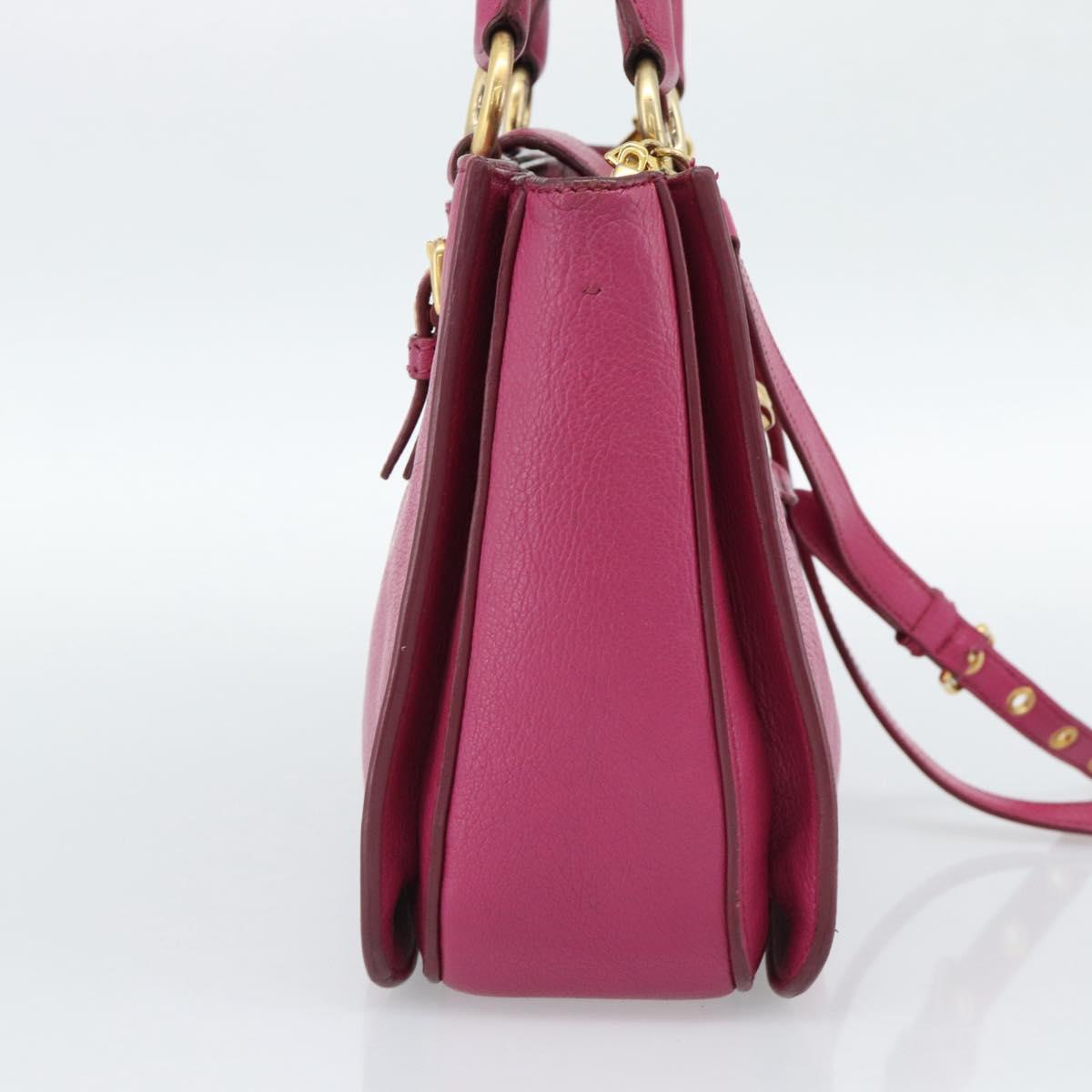 Miu Miu Madras Hand Bag Leather 2way Pink Gold Auth 187558A