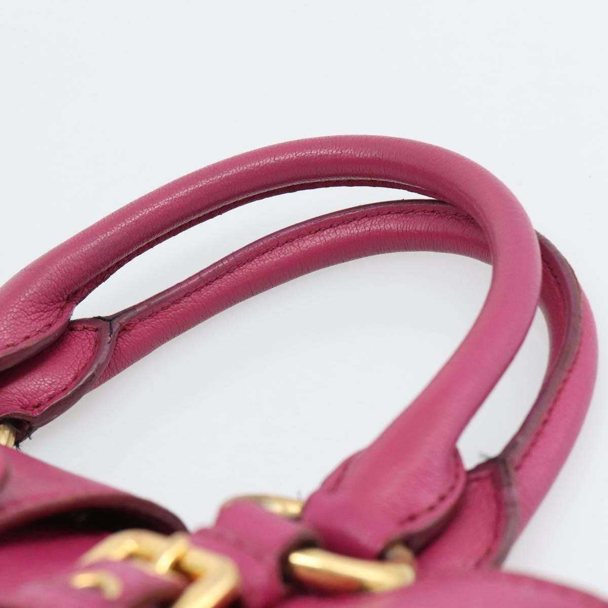 Miu Miu Madras Hand Bag Leather 2way Pink Gold Auth 187558A