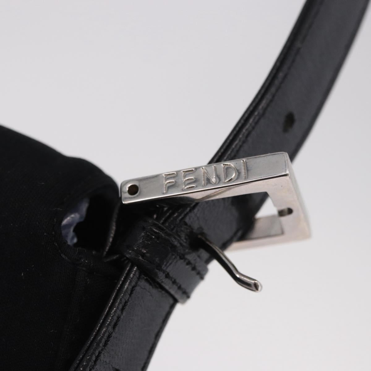 FENDI Mamma Baguette GM Shoulder Bag Cotton jersey Black Silver Auth 187560