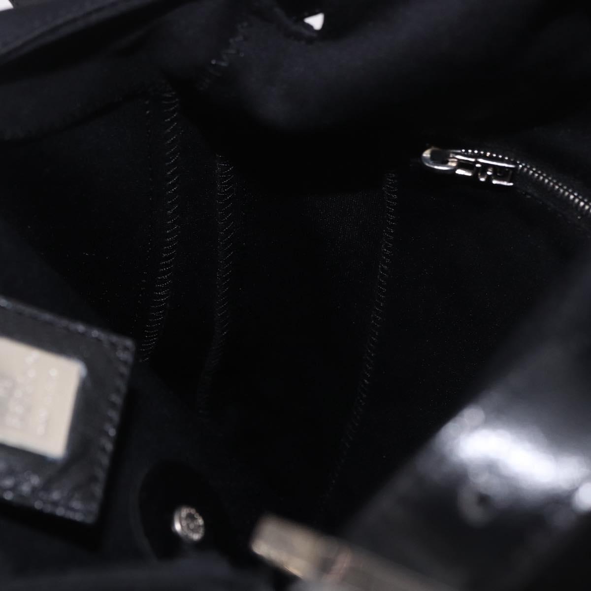 FENDI Mamma Baguette GM Shoulder Bag Cotton jersey Black Silver Auth 187560