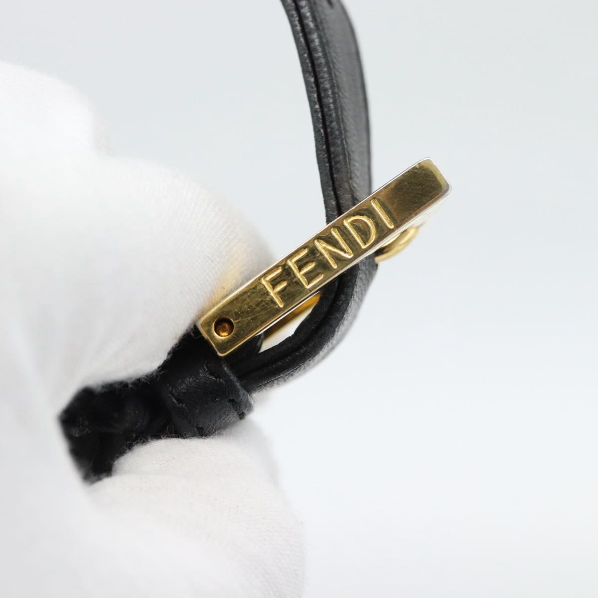 FENDI Mamma Baguette Shoulder Bag Suede Black Gold Auth 187561SAM