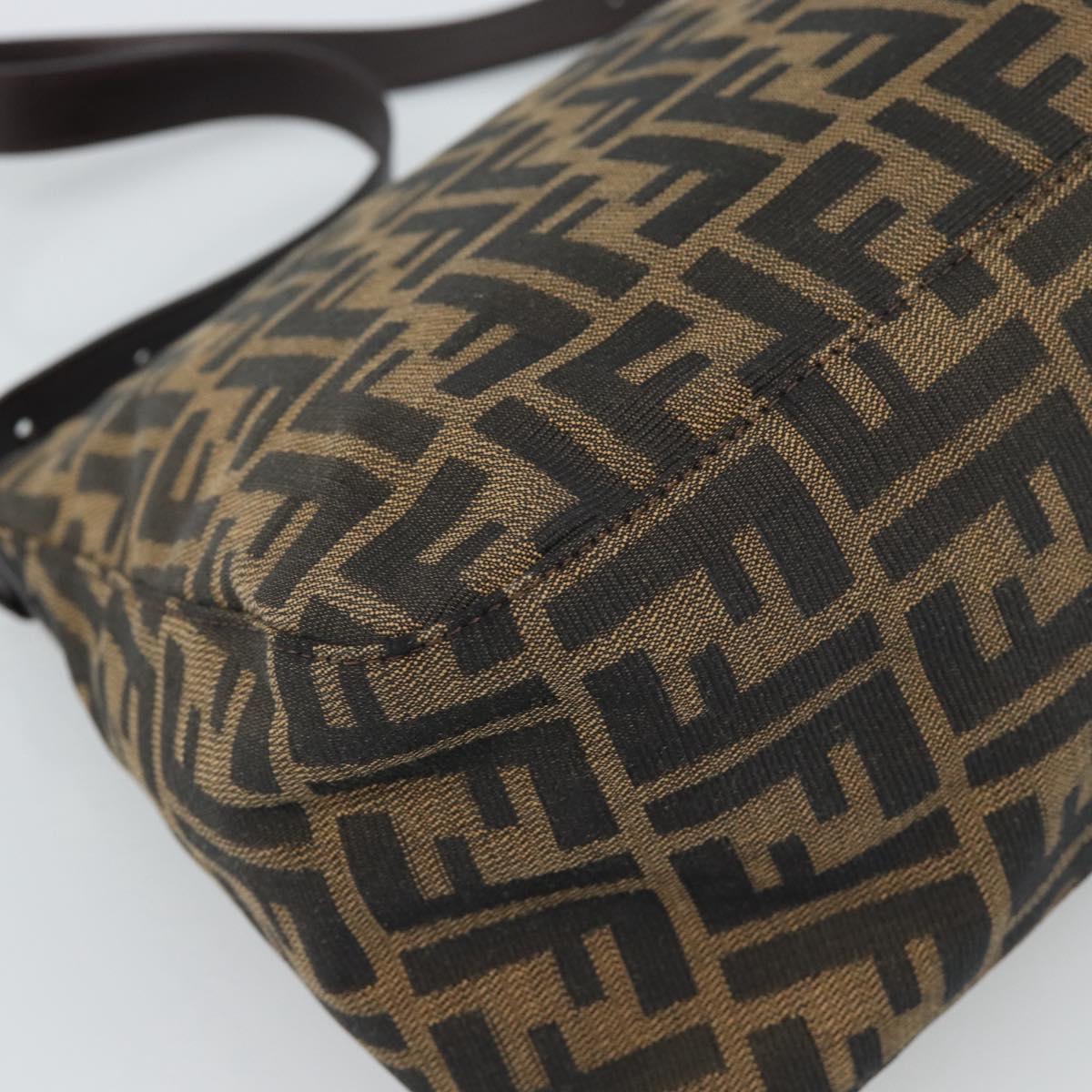 FENDI Zucca Canvas Mamma Baguette Shoulder Bag Black Brown Auth 187565SAV