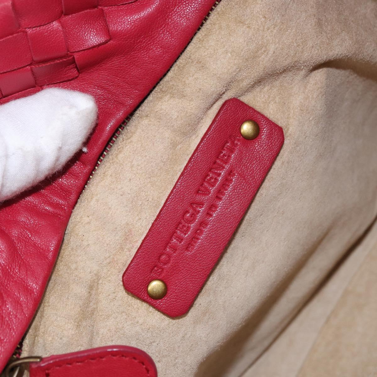 BOTTEGA VENETA INTRECCIATO Hand Bag Leather Red Gold Auth 187567A