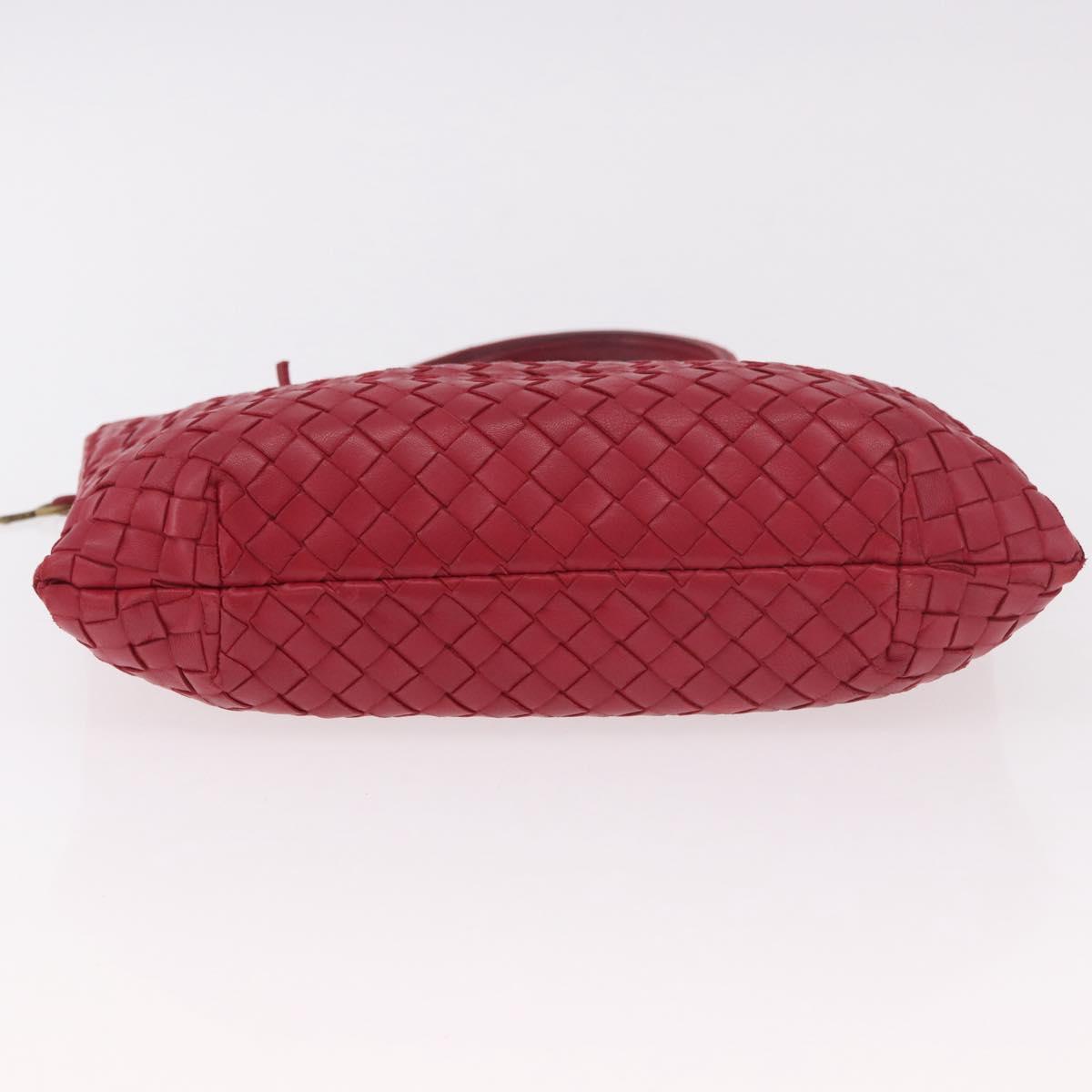 BOTTEGA VENETA INTRECCIATO Hand Bag Leather Red Gold Auth 187567A