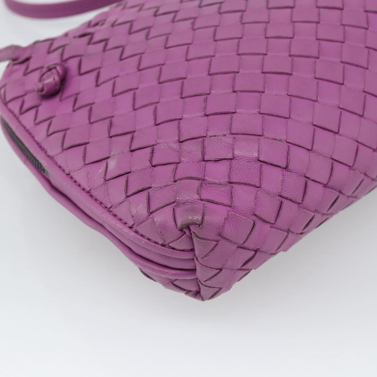 BOTTEGA VENETA INTRECCIATO Shoulder Bag Leather Purple Auth 187568A
