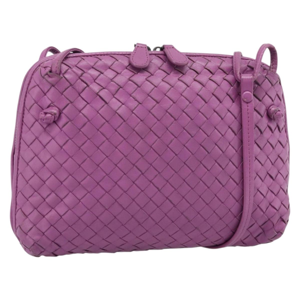 BOTTEGA VENETA INTRECCIATO Shoulder Bag Leather Purple Auth 187568A