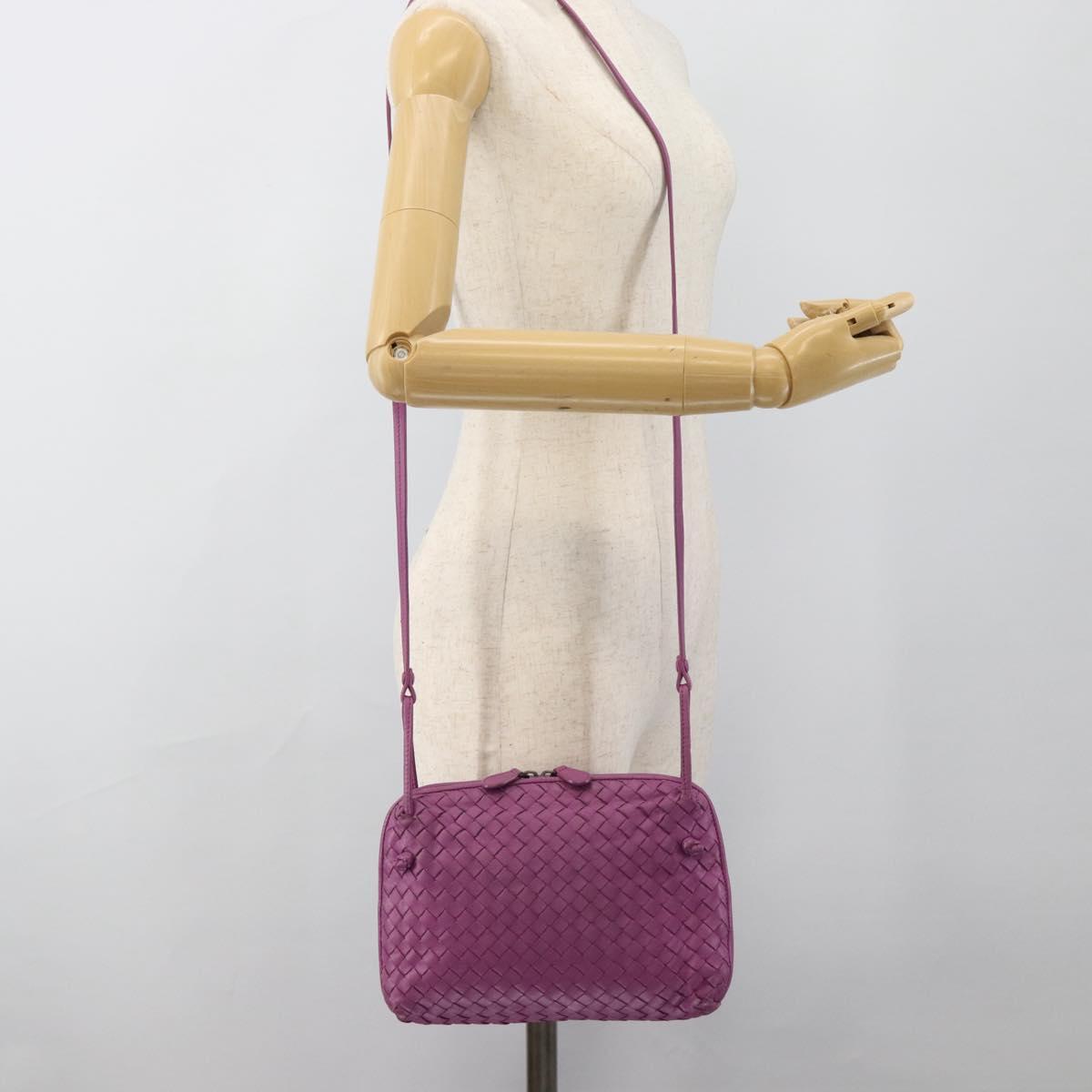 BOTTEGA VENETA INTRECCIATO Shoulder Bag Leather Purple Auth 187568A