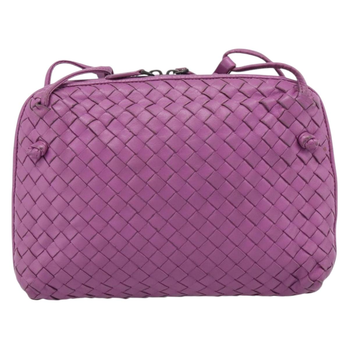 BOTTEGA VENETA INTRECCIATO Shoulder Bag Leather Purple Auth 187568A