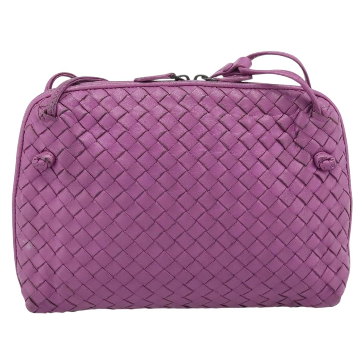 BOTTEGA VENETA INTRECCIATO Shoulder Bag Leather Purple Auth 187568A