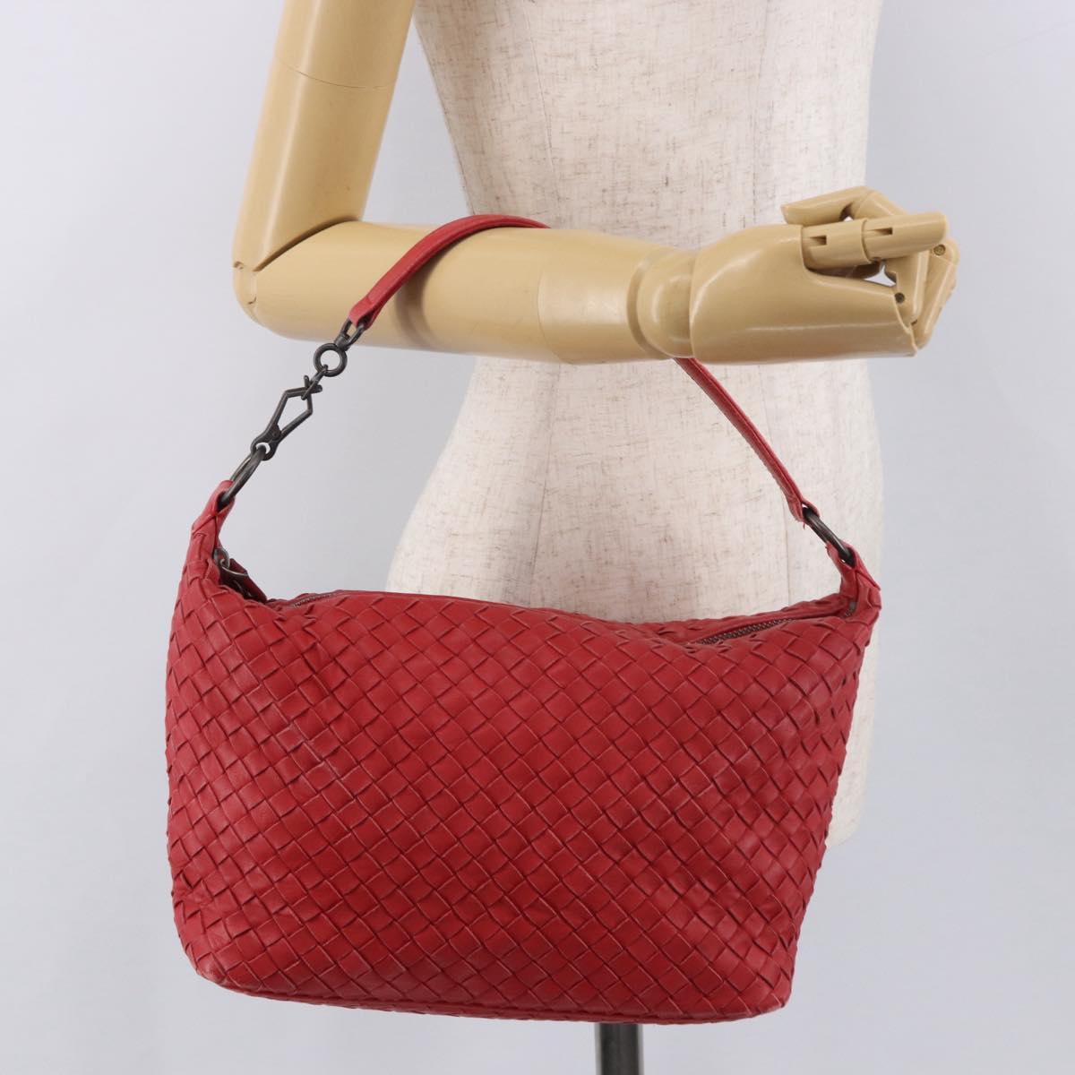 BOTTEGA VENETA INTRECCIATO Shoulder Bag Leather Red 239988 Auth 187569V