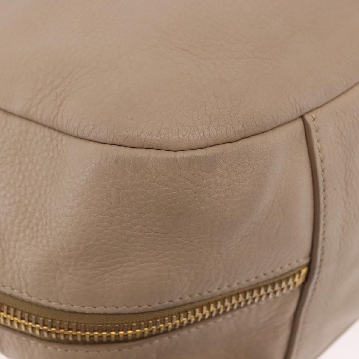PRADA Hand Bag Vittero Dino Leather Beige Gold Auth 187572A