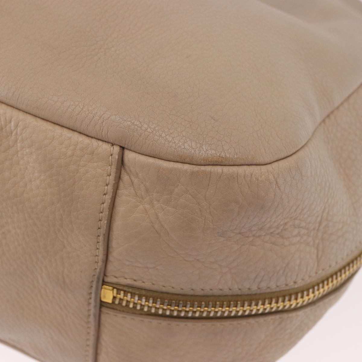 PRADA Hand Bag Vittero Dino Leather Beige Gold Auth 187572A