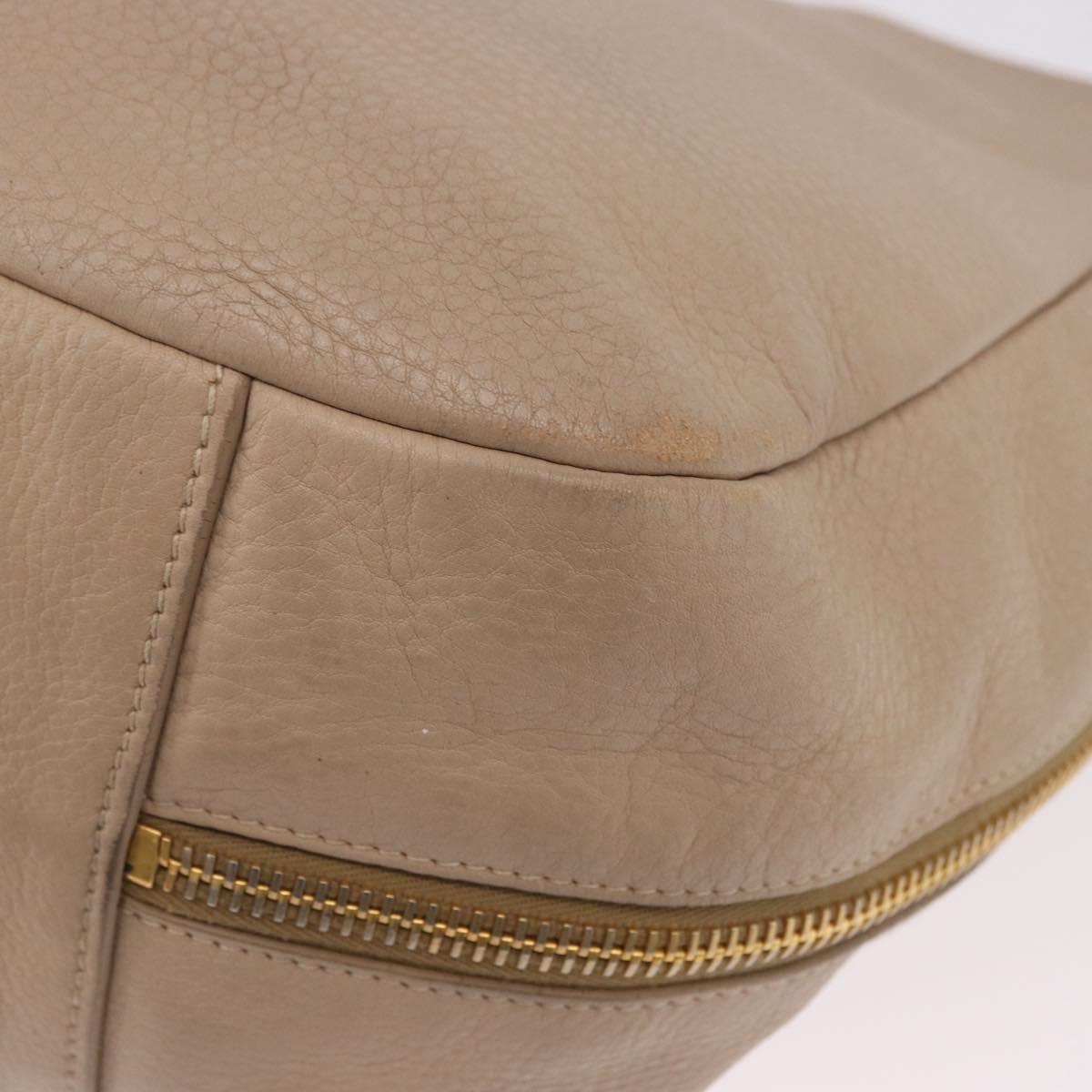 PRADA Hand Bag Vittero Dino Leather Beige Gold Auth 187572A