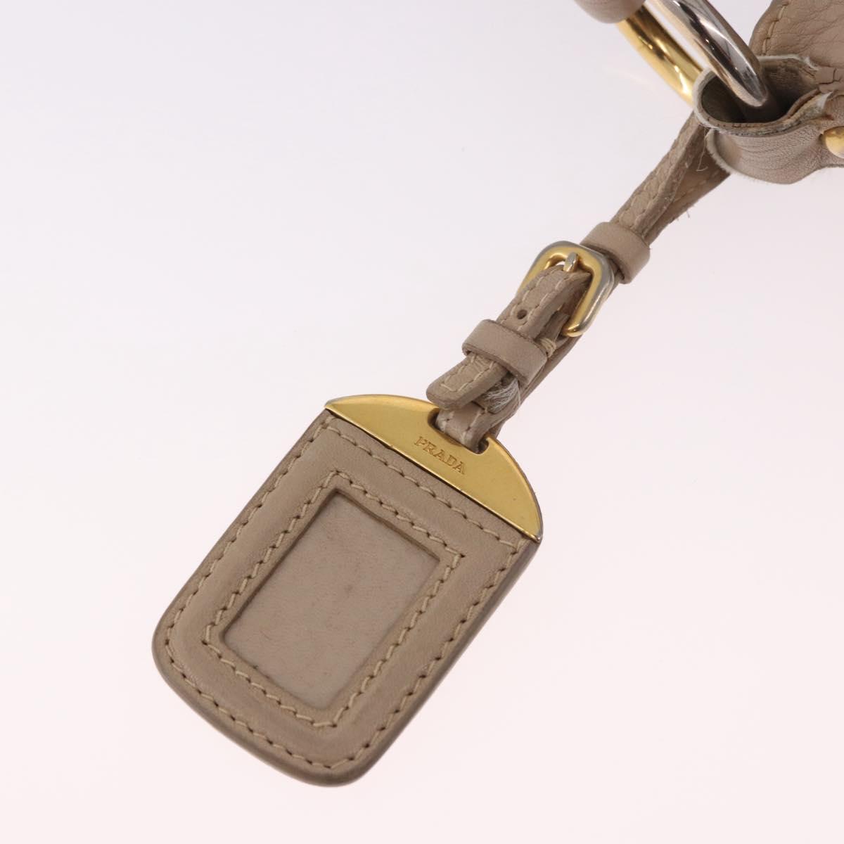 PRADA Hand Bag Vittero Dino Leather Beige Gold Auth 187572A