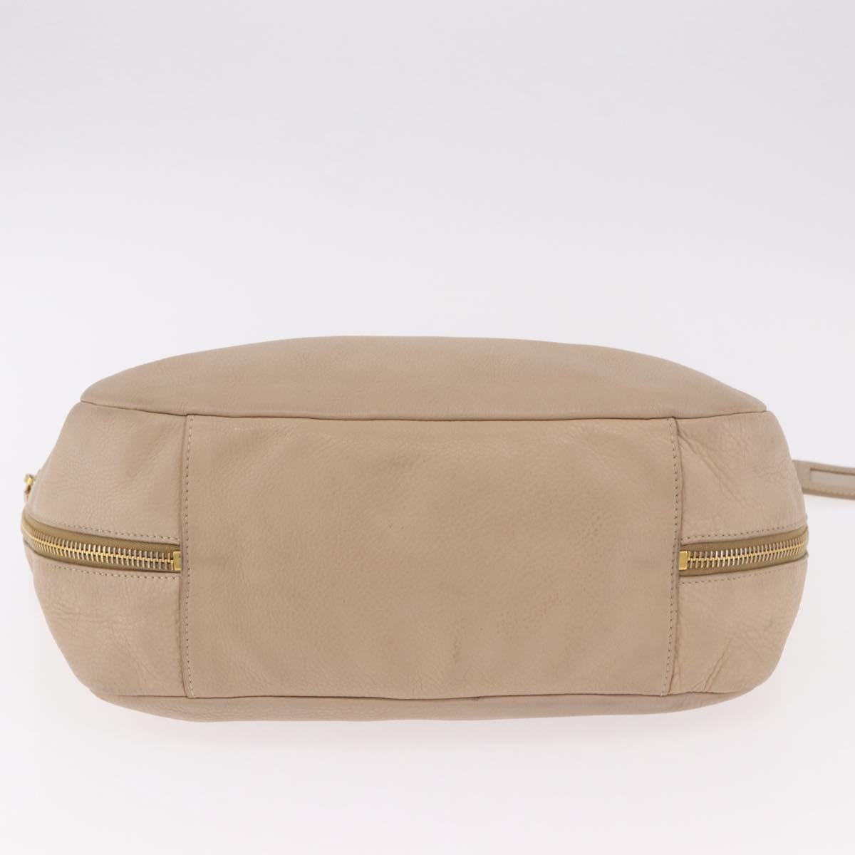 PRADA Hand Bag Vittero Dino Leather Beige Gold Auth 187572A