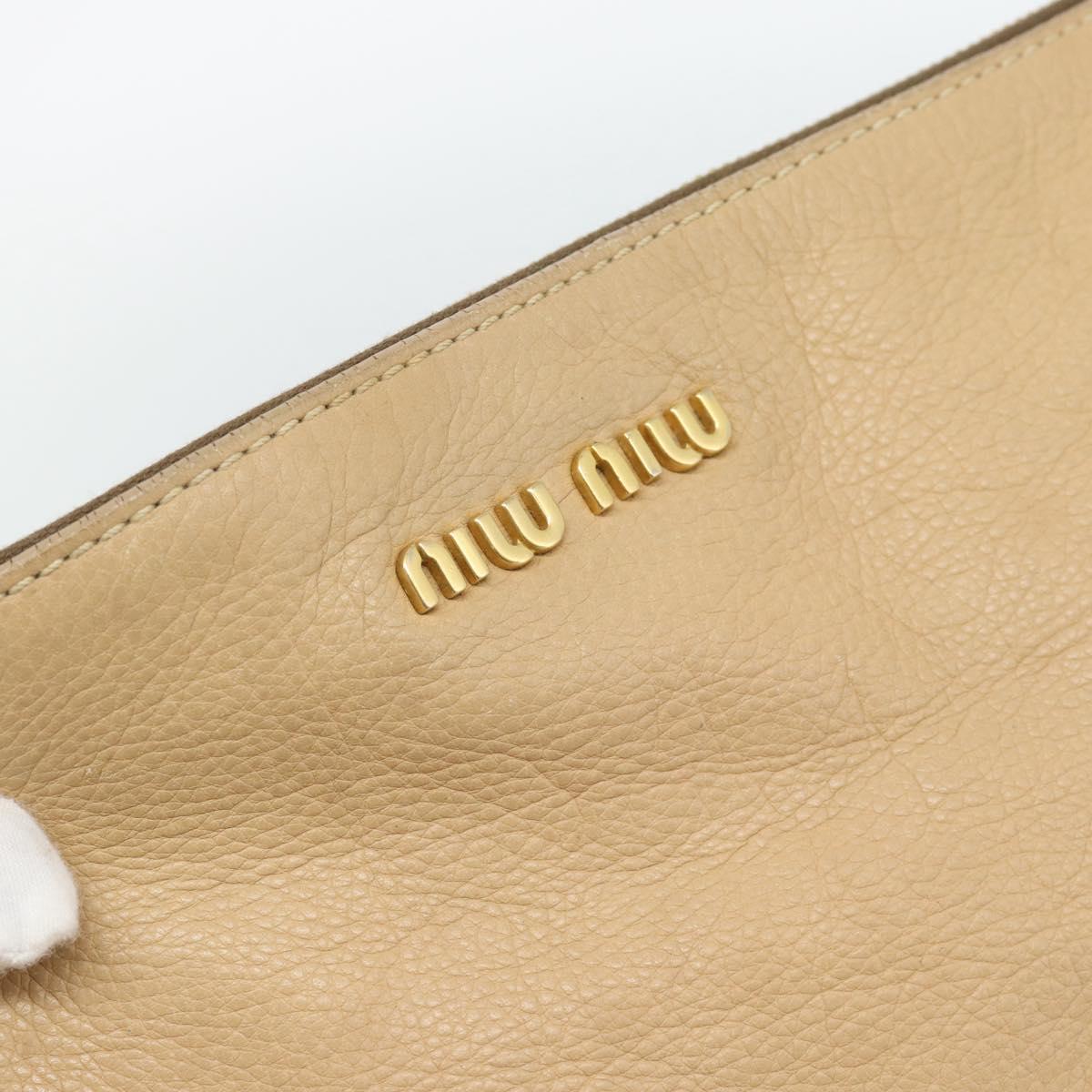 Miu Miu Hand Bag Leather 2way Beige Gold Auth 187573