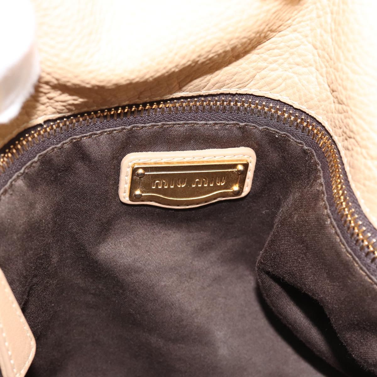 Miu Miu Hand Bag Leather 2way Beige Gold Auth 187573