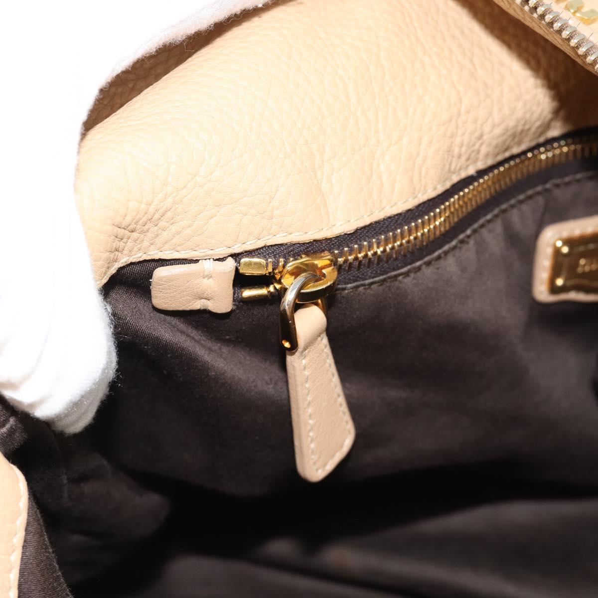 Miu Miu Hand Bag Leather 2way Beige Gold Auth 187573