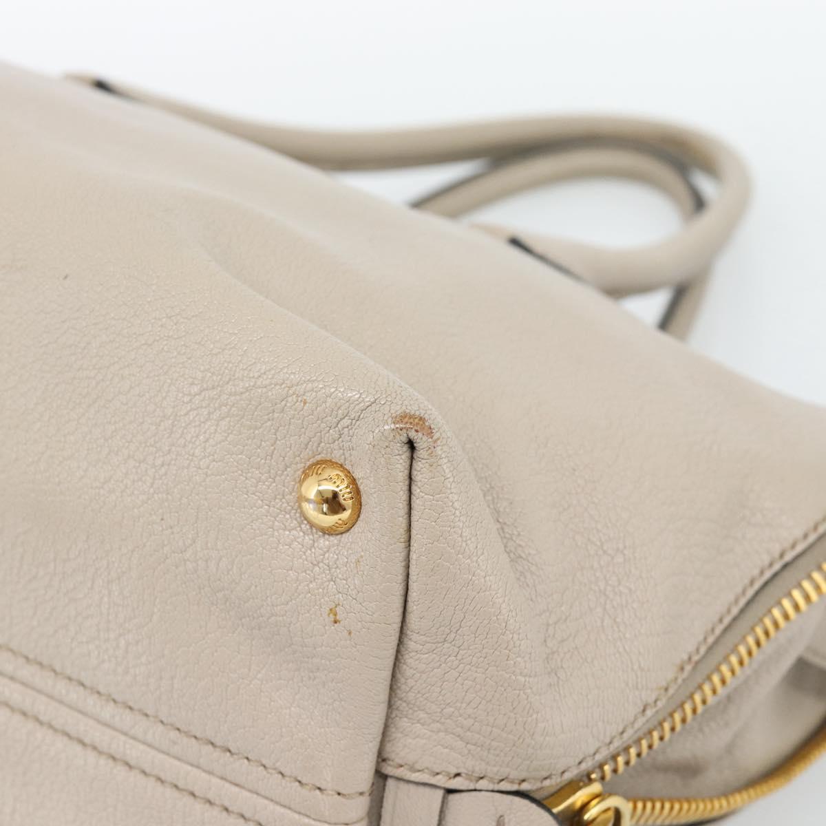 Miu Miu Hand Bag Leather 2way Gray Gold Auth 187574V