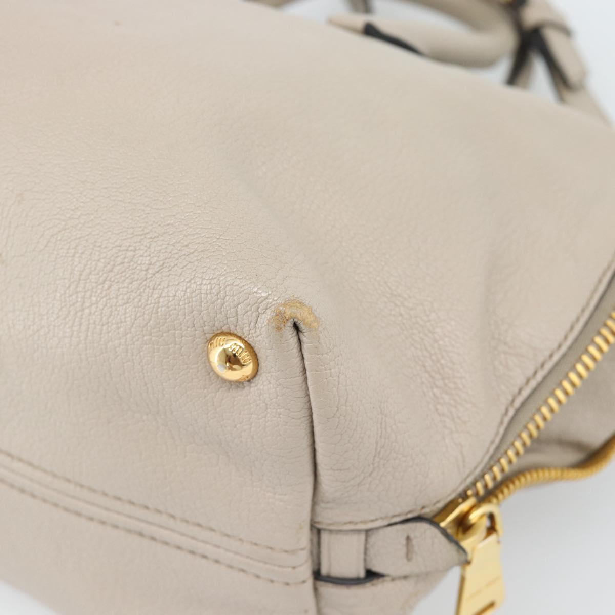 Miu Miu Hand Bag Leather 2way Gray Gold Auth 187574V