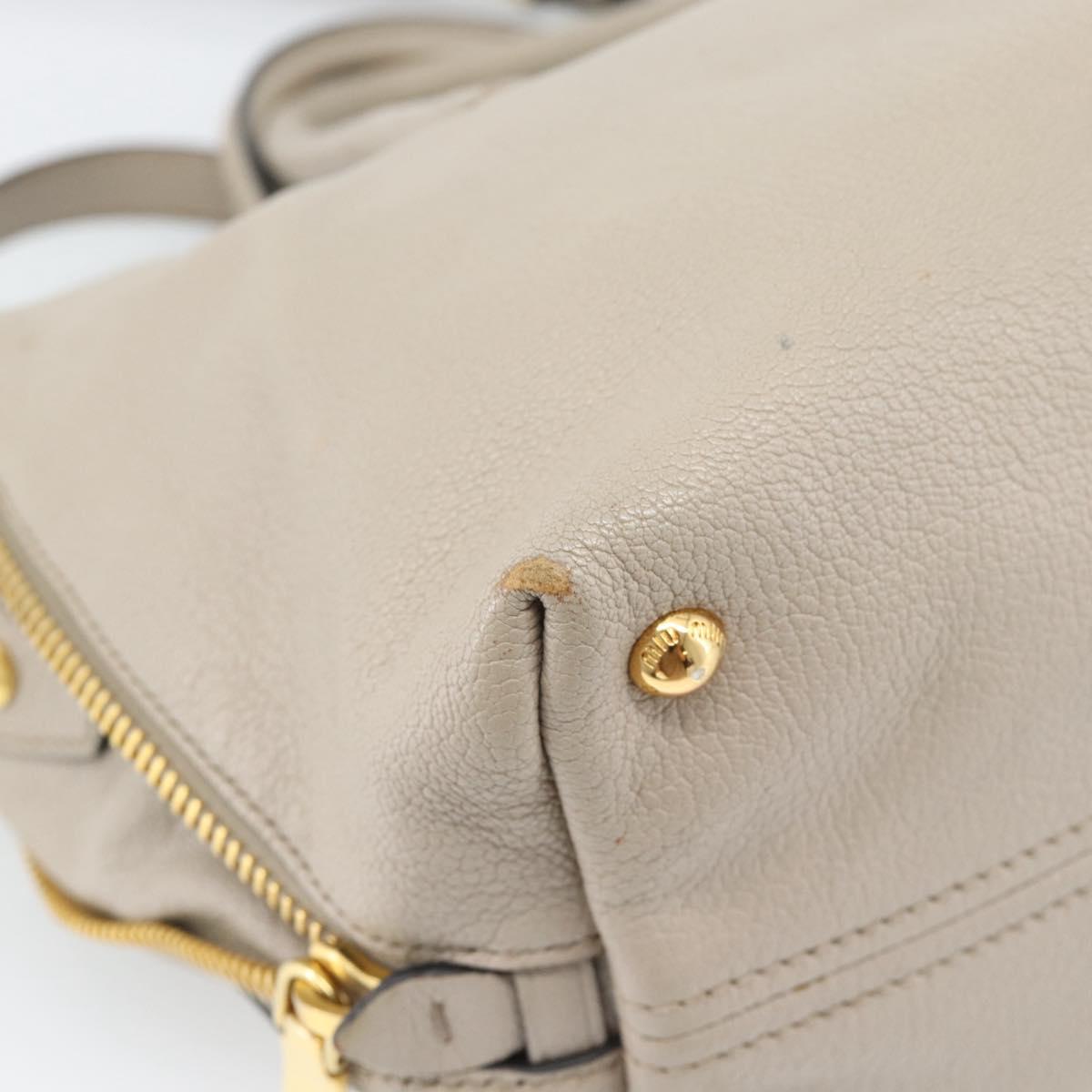Miu Miu Hand Bag Leather 2way Gray Gold Auth 187574V