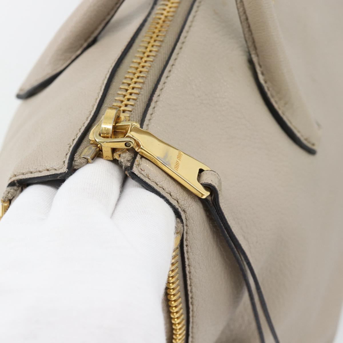 Miu Miu Hand Bag Leather 2way Gray Gold Auth 187574V