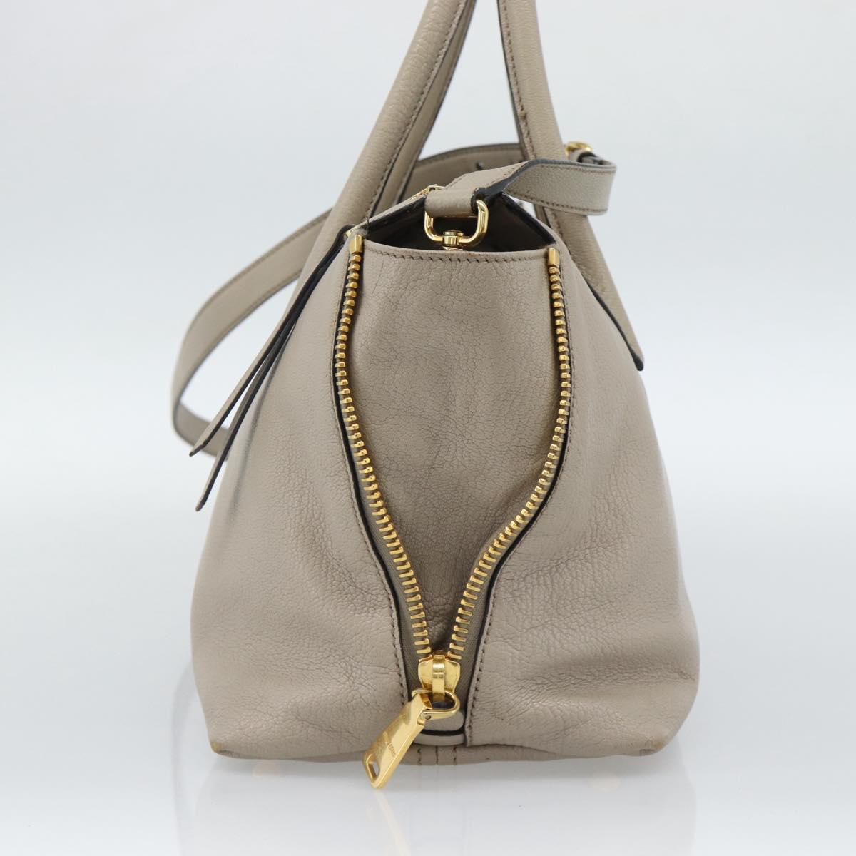 Miu Miu Hand Bag Leather 2way Gray Gold Auth 187574V