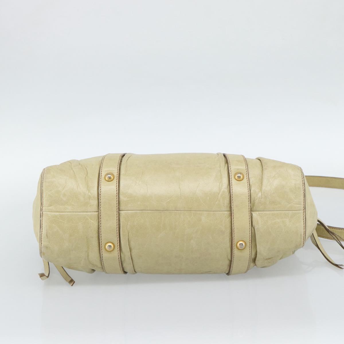 Miu Miu Matelasse Hand Bag Leather 2way Beige Gold Auth 187578V