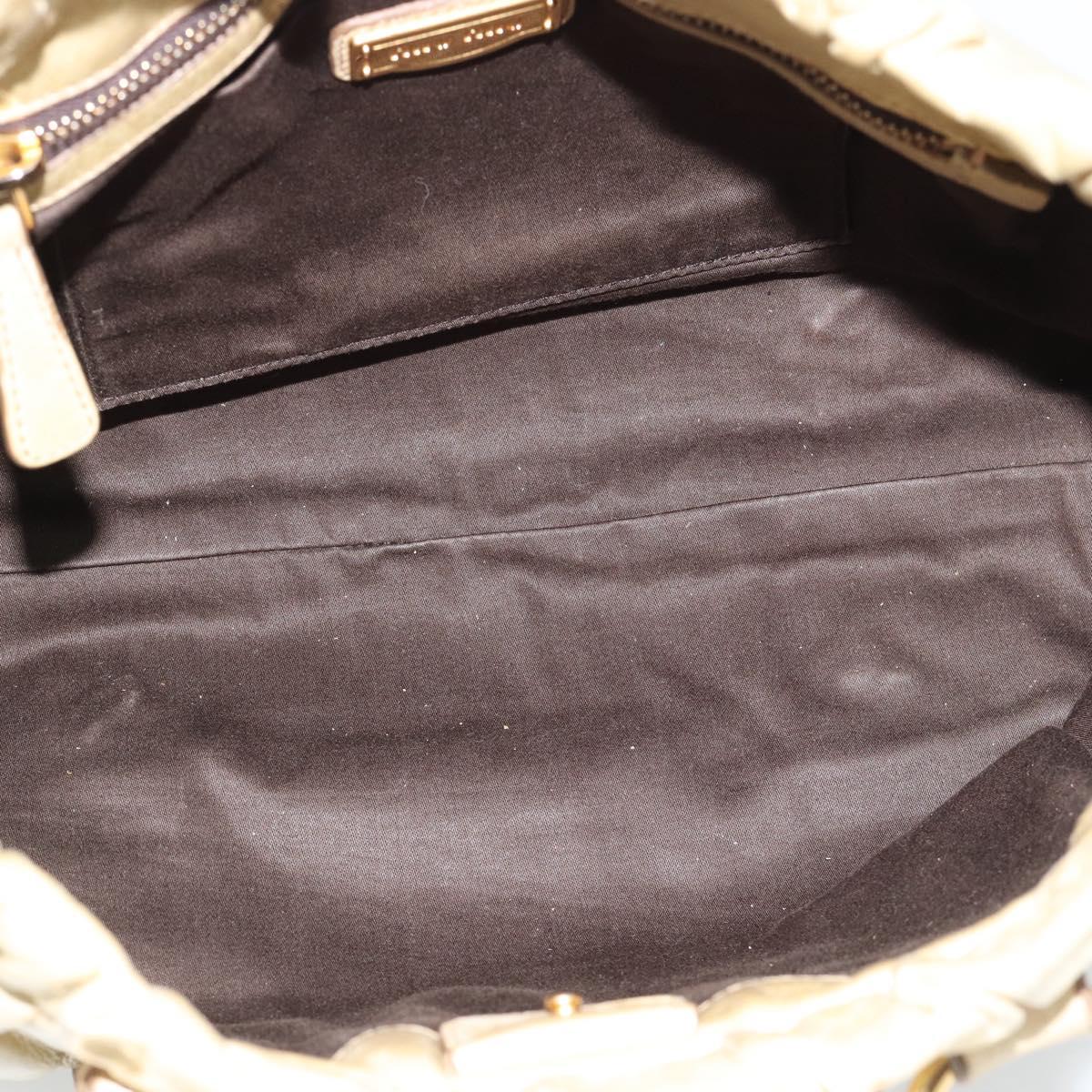 Miu Miu Matelasse Hand Bag Leather 2way Beige Gold Auth 187578V