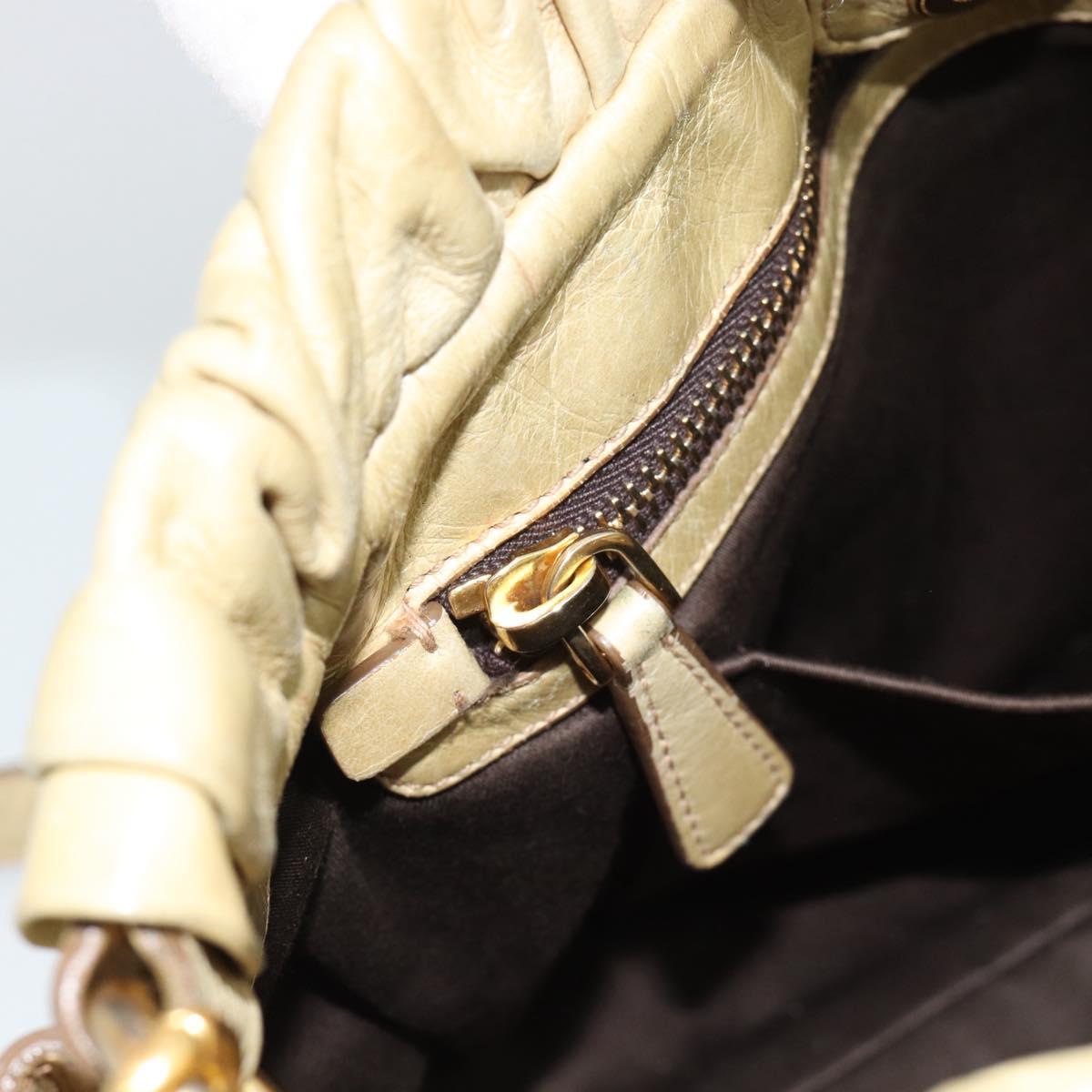 Miu Miu Matelasse Hand Bag Leather 2way Beige Gold Auth 187578V