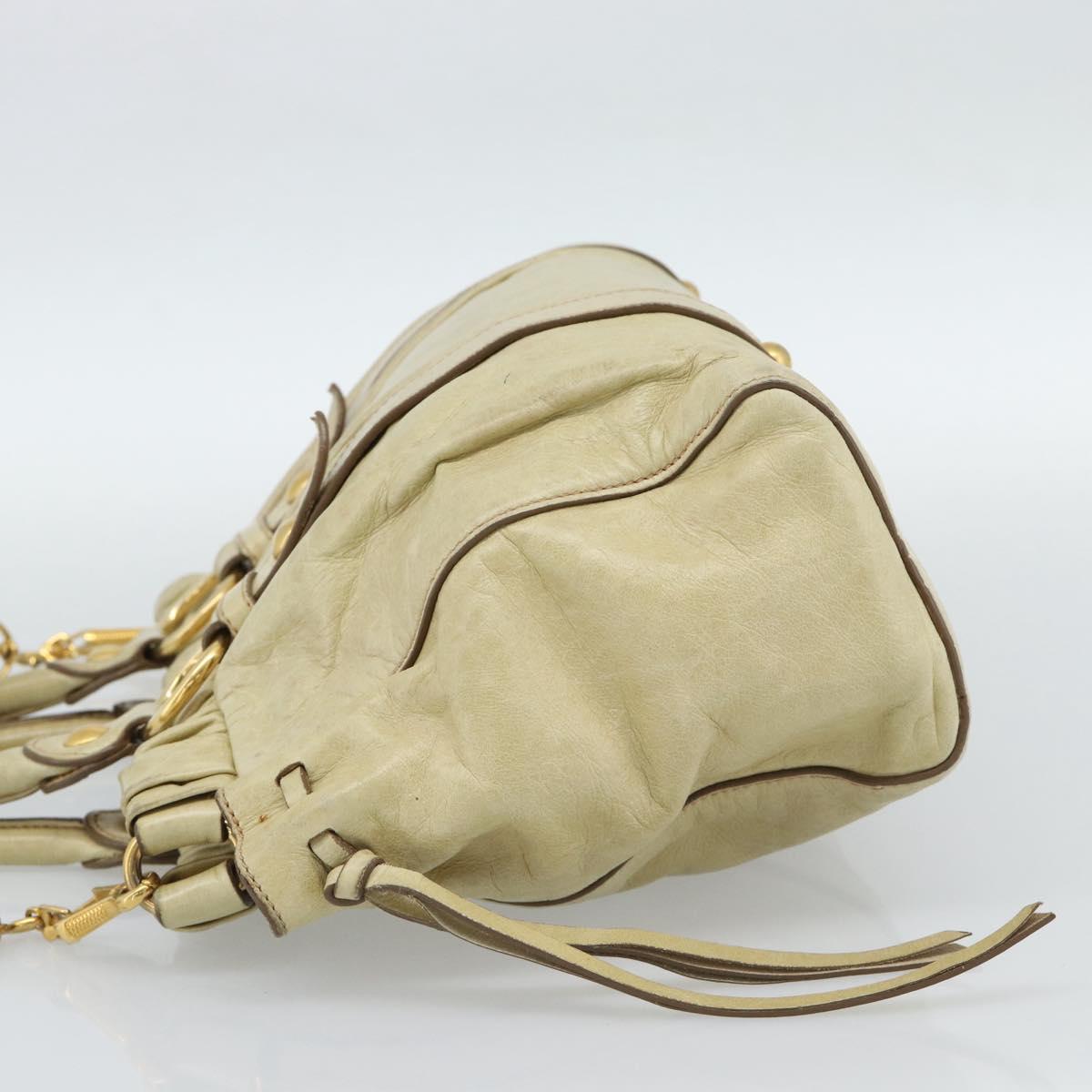 Miu Miu Matelasse Hand Bag Leather 2way Beige Gold Auth 187578V