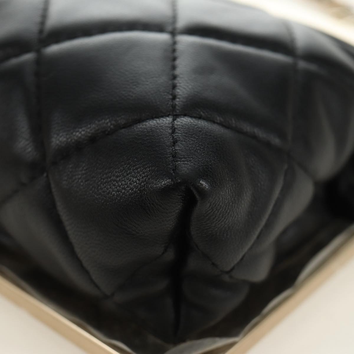 CHANEL Chain Matelasse Shoulder Bag Lamb Skin Black Gold CC Auth 187603SAM