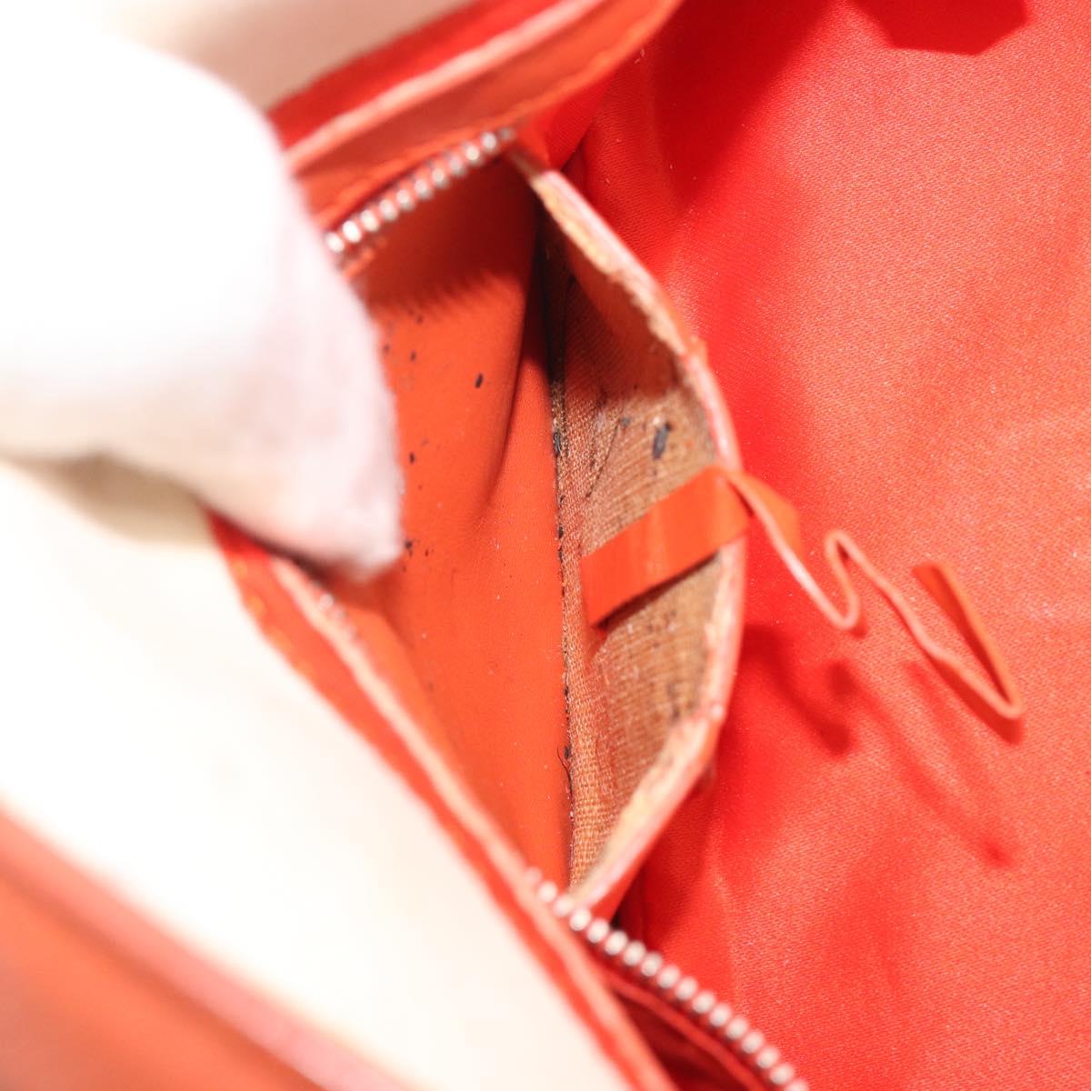 FENDI Mamma Baguette Shoulder Bag Canvas Sequins Orange Silver Auth 187605SM