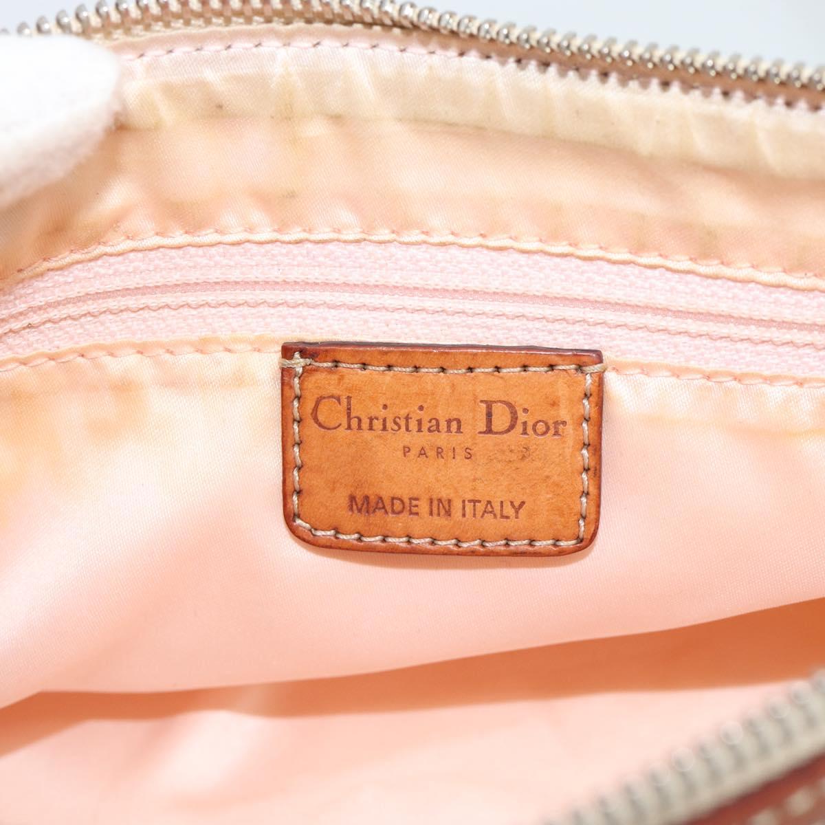Christian Dior Trotter Canvas Chain Romantic Bag PVC Beige Silver Auth 187607V